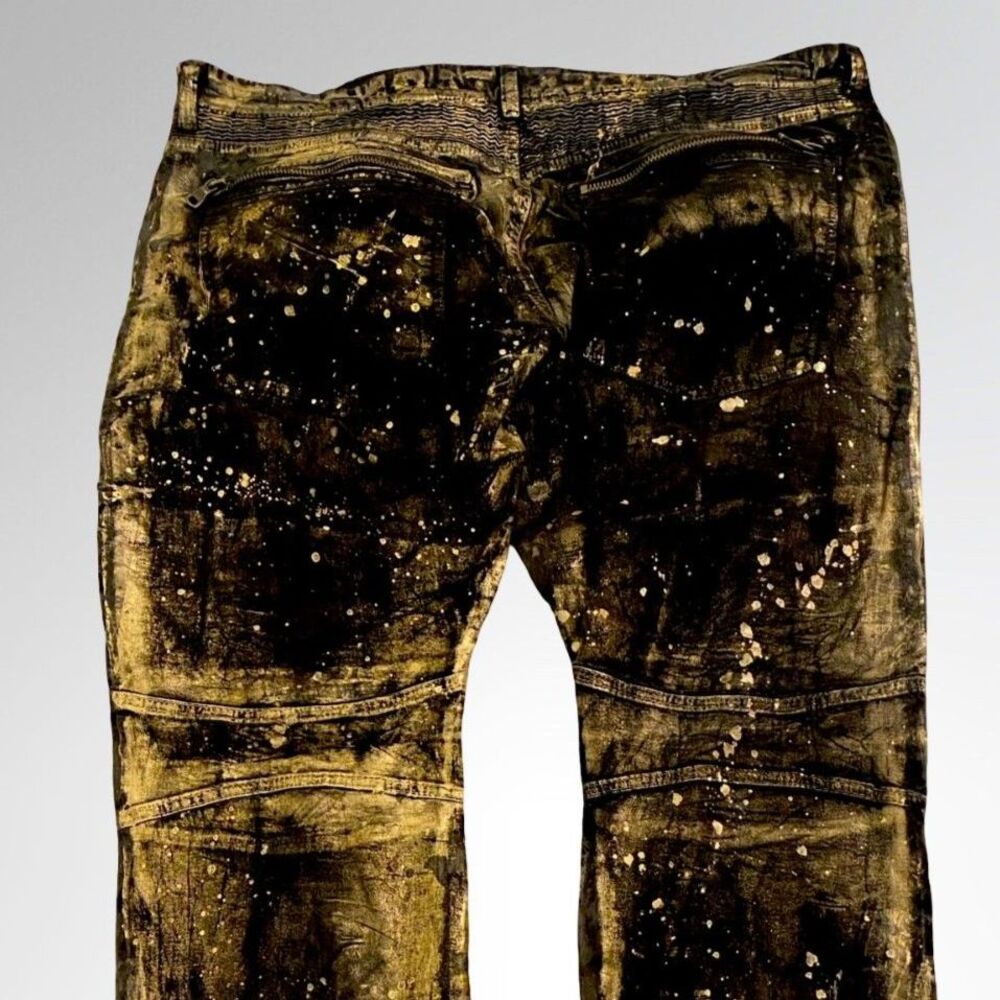 Rockstar Original Men's Gold Metallic Biker Moto Jeans 44 Button Fly Streetwear - Picture 12 of 12